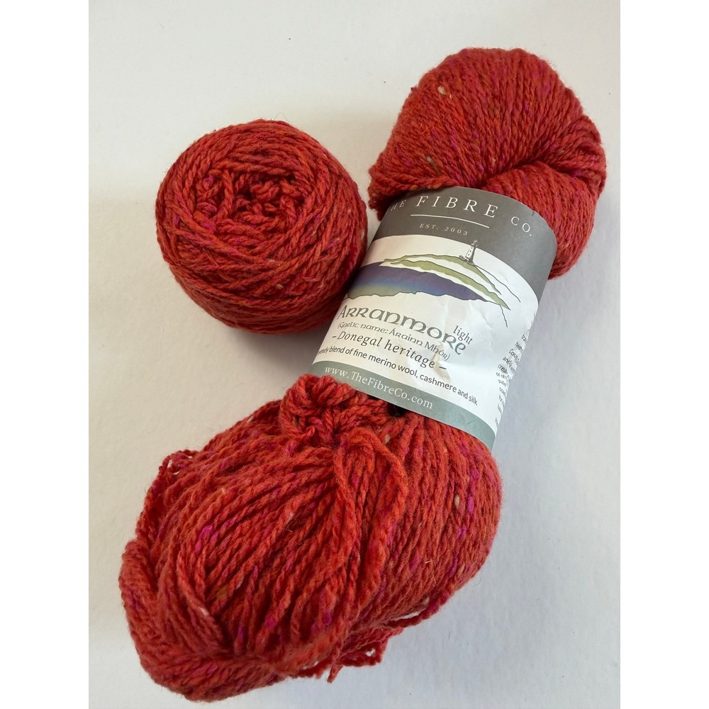 The Fibre Co Arranmore Light Yarn Orla Red Donegal Tweed Merino Cashmere Silk